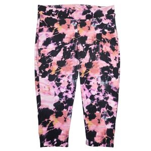 Torrid Tie Dye Leggings Capris Pink Black Womens Size 2 Lounge Athleisure Gym